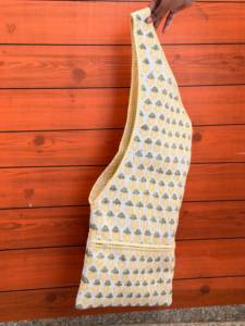 Sac fourre-tout en coton imprimé ananas pour tapis de yoga avec bordure rayée, sac de rangement réutilisable, sac de shopping décontracté et tendance, utilisation toutes saisons - Product Image 1