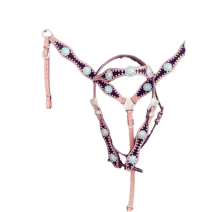 Cabecera de cuero de caballo occidental hecha a medida con remache decorado con coraza y hebilla elegante y Conchos - Product Image 1