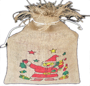 Bolsa de Yute con Cordón de Papá Noel, Logotipo Personalizado, Pequeña (20-30 cm), para Regalos, Dulces y Fiestas - Product Image 2