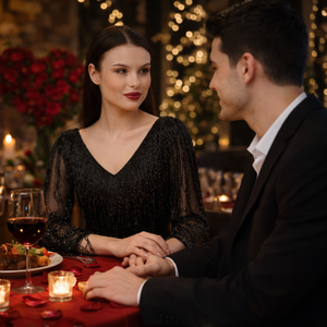 Vestido de Noche Corto Premium de Alta Calidad para Mujer con Bordado Completo y Cuentas Negras |   Fiesta de Boda de Lujo y Alfombra Roja - Product Image 4