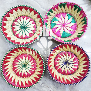 Cesta de hierba Moonj natural multicolor hecha a mano, cesta abierta de hierba Moonj natural de 11 pulgadas, ecológica, duradera, tamaño mini - Product Image 2