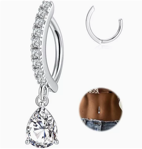 <span class=keywords><strong>FIBO</strong></span> Anelli per ombelico da donna in acciaio chirurgico 316L placcato oro 14K, con design a serpente e fiore in CZ, gioielli per piercing all'ombelico, barbell 14G - Product Image 4