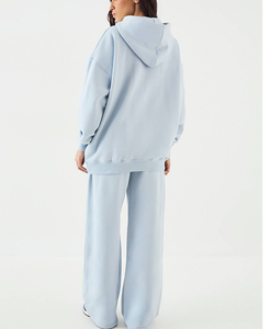 Conjunto Deportivo de 2 Piezas con Capucha y Pantalones Holgados de Felpa Francesa con Estampado DTG Personalizado, Cintura Media, Transpirable, Estilo Urbano Informal - Product Image 6