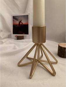 Geometric Wire Taper Candle Holder Modern Metal Candlestick Stand for Dining <b>Table</b> Wedding <b>Decor</b> <b>Party</b> Thick Candles - Product Image 4