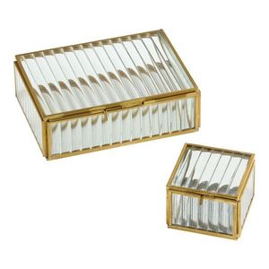 Boîte à bijoux décorative en métal et verre avec base miroir pour une présentation de luxe sur coiffeuse et une solution de rangement pour bijoux - Product Image 2