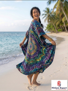 Printed <b>Kaftan</b> Dress for Women Loose Comfortable <b>Beach</b> Wear Stylish Lightweight Fabric Bulk Order Manufacturer - Product Image 6