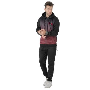 Ensemble de survêtement à capuche zippé dégradé avec logo personnalisé, pantalon de jogging imprimé, en molleton tricoté, vêtements de sport pour l'hiver - Product Image 1