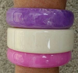 Brazalete de Resina Transparente Rosa Intenso, Brazalete Redondo Brillante para Mujer, Joyería de Moda, Anillo de Brazo Acrílico - Product Image 3