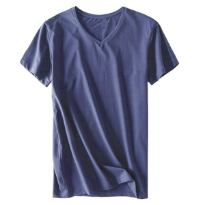 T-shirts pour hommes en polyester/coton, lavables, à manches courtes, col classique, à carreaux, décontractés, avec motif uni teint et impression personnalisée, blanc et bleu - Product Image 3