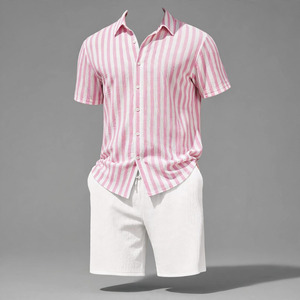 2026 Wholesale Summer Men's Casual Shorts <b>Set</b> Plain Color Solid 100% Cotton Jersey Quick Dry Knitted Customized Logo <b>Twin</b> <b>Set</b> - Product Image 2