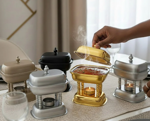 Luxury Look Beige Square Chafing Dish Food <b>Warmer</b> with Lid | Premium <b>Buffet</b> Server for Hotels Catering Events for Gulf Market - Product Image 5