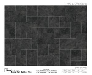 Dalles extérieures vitrifiées 2 cm d'épaisseur 60x60 cm, carreaux de terrasse en porcelaine haute résistance pour piscine, Nero Travertine - Product Image 5