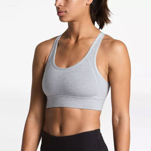 Women's Gray Scoop Neck Seamless Crop <b>Top</b> Tank <b>Top</b> Yoga Workout Wear - Product Image 1