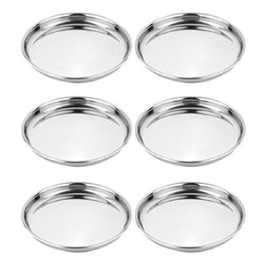 Platos base de acero inoxidable, vajilla metálica plateada para bodas, platos base redondos para fiestas. - Product Image 4