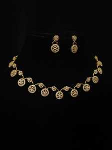 AD Women's Indian Bridal Wedding <b>Necklace</b> and Earring Set Rose Gold Plated Brass Geometric Design <b>Statement</b> Jewelry Handmade - Product Image 3