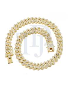 Chaîne cubaine de luxe en diamant, style hip-hop, en argent 925 avec options Moissanite ou diamant de laboratoire, et options en or 10K ou 14K - Product Image 1