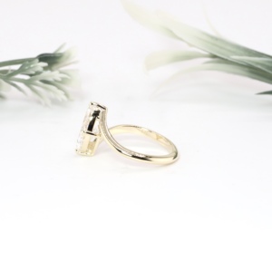 Classic Yellow Gold Marquise Cut Lab Grown Diamond Bypass <b>Ring</b> <b>Plain</b> Solitaire Wrap Band Fine Engagement Jewelry For Women - Product Image 4