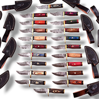 Lot de 20 couteaux EDC Skinner en acier Damas avec manches en bois Pakka, lame fixe de 6 pouces, couteau de chasse