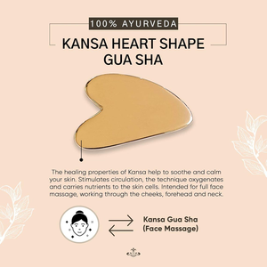 เครื่องมือขูดหน้ากัวซา Aureali Heart Kansa ทำจากทองเหลืองอัลลอยด์สำหรับนวดหน้า บำบัดความงาม ดูแลผิวพรรณ และสุขภาพแบบอายุรเวท - Product Image 3