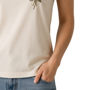 T-shirt en coton personnalisé beige pour femme, à col rond, broderie florale rose, manches courtes, décontracté, OEM, mode estivale haut de gamme - Product Image 6