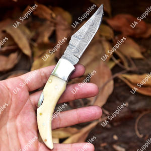 Couteau de survie de camping en acier Damas, manche ergonomique, magnifique étui en cuir, lame à pointe tombante, fabrication industrielle ODM/OEM - Product Image 4