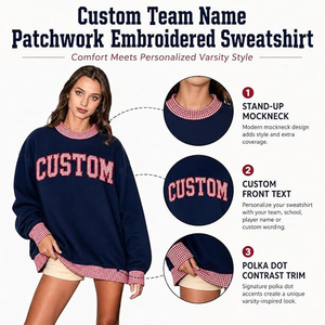Custom Women's Polka Dot <b>Mock</b> <b>Neck</b> Sweatshirt Cute Baggy Fall Oversized Loose Fit Long Sleeve Soft Cozy Cotton Pullover <b>Top</b> - Product Image 3