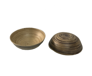 Bol rond en bambou avec couvercle/bol à salade en laque naturelle vaisselle de cuisine filée à la main servant des aliments préparation à la cuisson décorative - Product Image 5