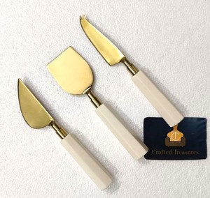 Minimalsit Style <b>Cheese</b> <b>Set</b> Of 3 Pcs Modern Luxury Durable Gold Plated Stainless Steel With Resin Handle Tableware Dinnerware - Product Image 2