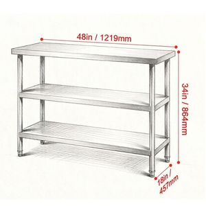 Banco da Lavoro Autoportante in Acciaio Inox 304 Certificato NSF con Finitura Opaca Spazzolata - Product Image 3
