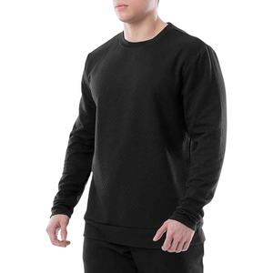 Custom Winter Men's Sweatshirt New <b>Fleece</b> Terry Embossed <b>Black</b> Sublimation Winter Plain Dyed Custom Men's Sweatshirts - Product Image 2