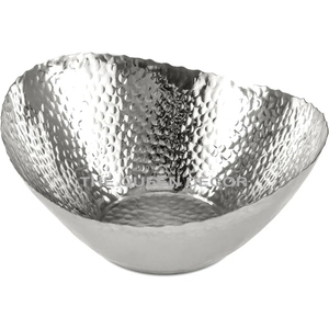 Bol décoratif en aluminium brillant de forme ronde avec motif feuillage pour aliments, collations et bonbons - Product Image 5