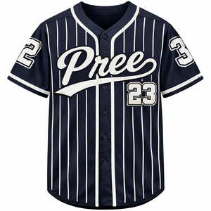 Maillot de baseball classique américain à rayures fines, uni, boutonné, manches longues, respirant, anti-humidité, grandes tailles - Product Image 1