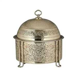 mosaic belt wooden bowl hammered silver lid chapati container wood roti box handcrafted food warmer premium hotcase luxury <b>table</b> - Product Image 6