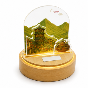 Lámpara de Mesa LED Ecológica con Vista a la Montaña Jiufen, Base de Madera, Difusor de Aceites Esenciales con Piedra Aromática, Luz Decorativa con Diseño de Monumento Escénico de Taiwán - Product Image 3