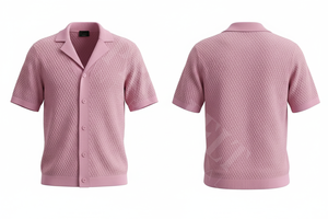 เสื้อเดรสแขนสั้นสำหรับผู้ชายเสื้อดีไซน์แบบถักระบายอากาศได้ดีทำจากผ้าฝ้ายสีล้วนทันสมัย - Product Image 5