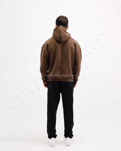 Sweat à capuche pour hommes 540 GSM de haute qualité marron essentiel coupe régulière unisexe super doux polaire imprimé brodé automne sweats à capuche - Product Image 6