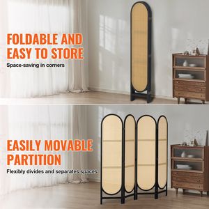 4-pannello tessuto a mano in Rattan marrone divisorio per Privacy pieghevole portatile schermi in legno cerniere Freestanding divisorio da parete per vivere - Product Image 5