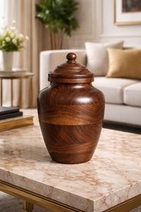 Urna Redonda para Mascotas Hecha a Mano, Moderna, de Madera Maciza Pulida y Personalizable, con Tapa Deslizante, para Decoración del Hogar y Cajas de Madera de Lujo - Product Image 6