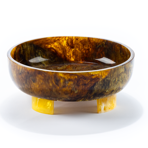 FAIZA CRAFT Handmade Polished Coral Marble Resin Salad <b>Bowl</b> <b>Blue</b> Three Leg Base Lightweight Modern Luxury Party Food Grade Food - Product Image 5