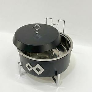 Plat de service de luxe en acier inoxydable pour buffet, chauffe-plats pour mariage, style Moyen-Orient, rond, avec support à tige - Product Image 5