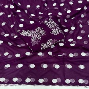 VASTRA COTTAGE Saree de Diseñador de Georgette Suave Premium con Blusa de Hilo con Puntos, Colección de Diseñador de Tela Pura - Product Image 6