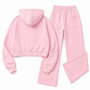 Conjunto Deportivo Rosa para Mujer al por Mayor: Chaqueta Corta con Cremallera y Pantalones Anchos, Ropa Deportiva Casual, OEM, Logotipo Personalizado, Marca Privada - Product Image 4