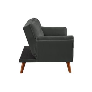 Divano Letto Futon Convertibile in Lino con Schienale Regolabile e Gambe in Legno Massello per Piccoli Spazi, Arredamento per Soggiorno - Product Image 4