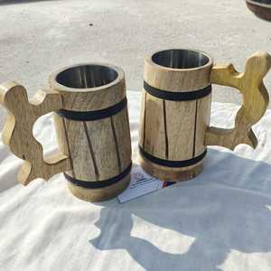 Jarra de Madera Dura Hecha a Mano de Alta Calidad con Interior Metálico a Prueba de Fugas, Jarra de Madera Inspirada en los Vikingos de Última Generación - Product Image 4