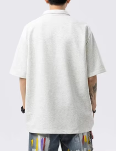 Camisa Polo Oxford de Algodón para Hombre, Manga Corta, Color Sólido, Cierre de Botones, Estilo Casual, Transpirable, Tejido, Largo Regular, OEM - Product Image 3