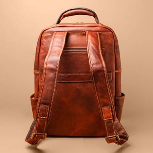 Luxury Waterproof <b>Leather</b> <b>Laptop</b> Bag Anti-Theft Vintage Travel Rucksack Genuine <b>Leather</b> Multi-Pocket LBP-0356 - Product Image 2
