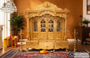 Templo Hindú de Diseño para el Hogar con Tallado a Mano Detallado, Estilo del Sur de la India, Unidad de Pooja de Madera, Tema Real Auténtico, Sala de Pooja - Product Image 4