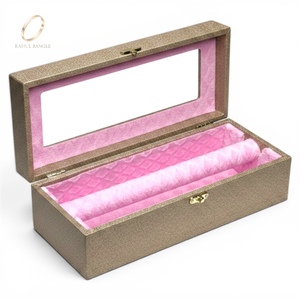 Boîte de rangement à bijoux élégante à un seul niveau avec finition scintillante, couvercle transparent, boîte de voyage pour bracelets, colliers - Product Image 4