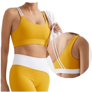 Lavender <b>Strappy</b> Sports Bra With White Trim Low Impact Yoga Fitness Workout <b>Top</b> yoga pilates gym fitness - Product Image 5