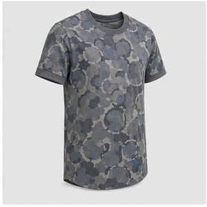 Camiseta de Manga Corta para Hombre con Estampado de Camuflaje Gris Luna y Anillo Roto Personalizado, Cuello Redondo, MTS-CAMO-0046 - Product Image 5